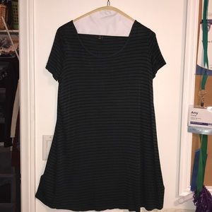 FOREVER 21 Green and Black Striped T-Shirt Dress